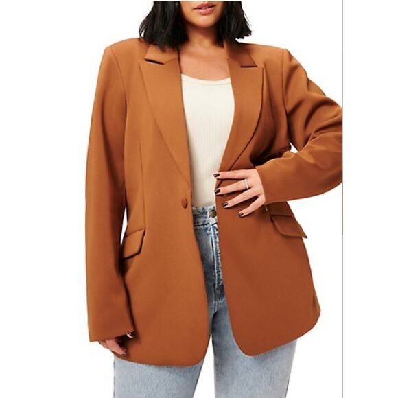 Good American Scuba Fitted Blazer Burnt Caramel Women's 2XL - Picture 1 of 13